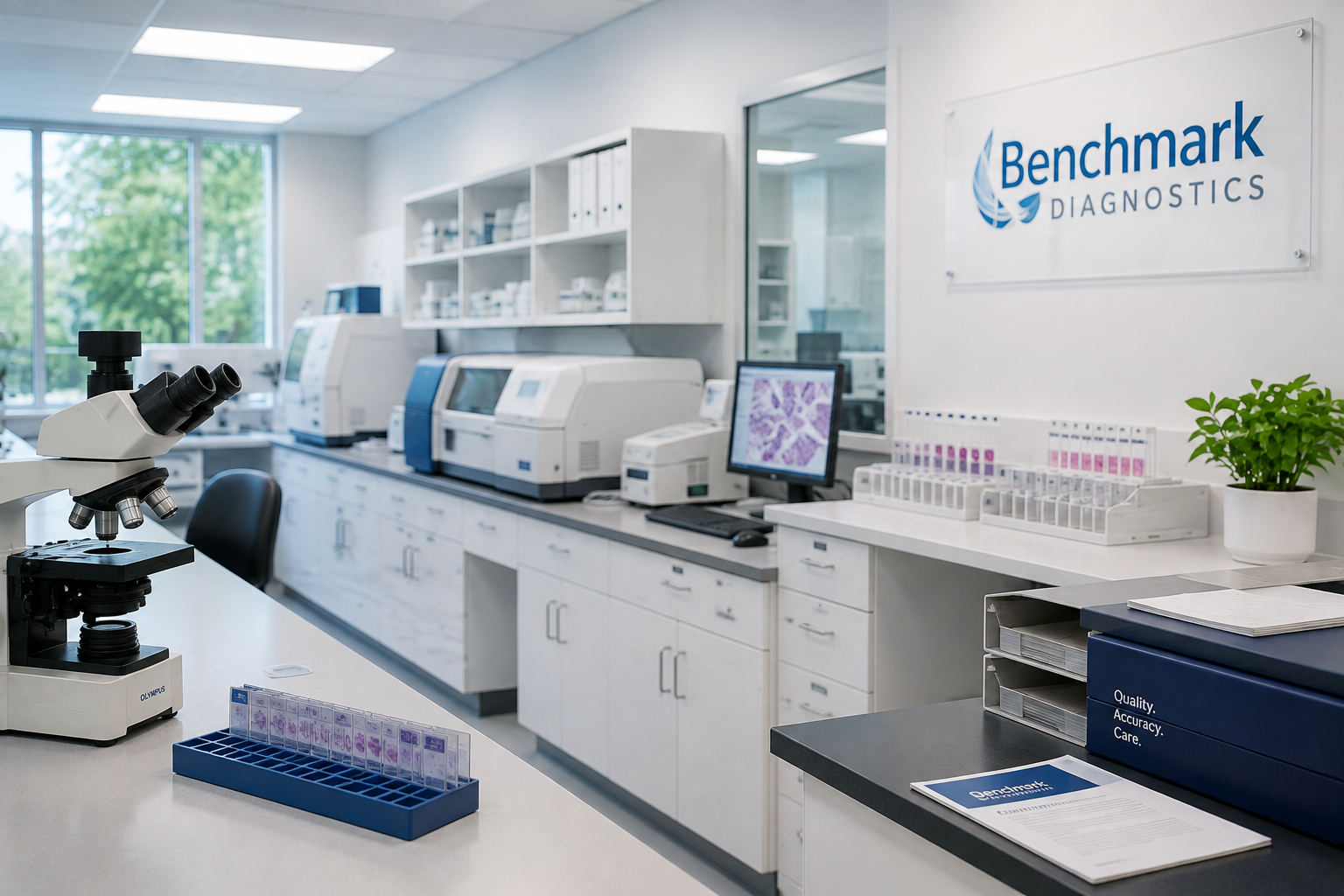 Benchmark Diagnostics laboratory team and workspace